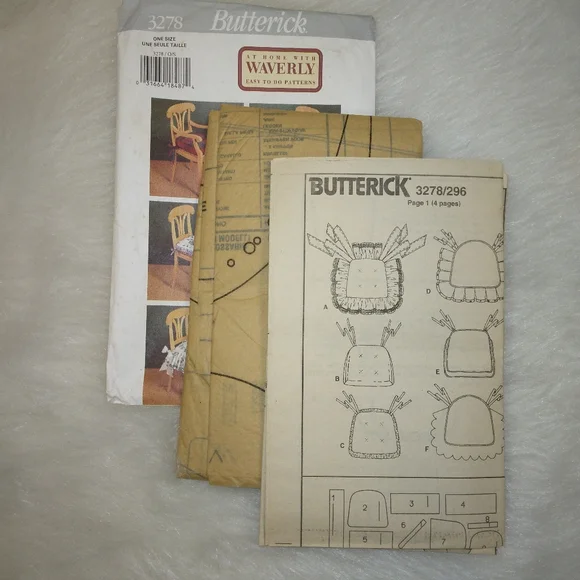Butterick 3278 At Home with Waverly Chair Pads in 6 styles - Picture 2 of 4